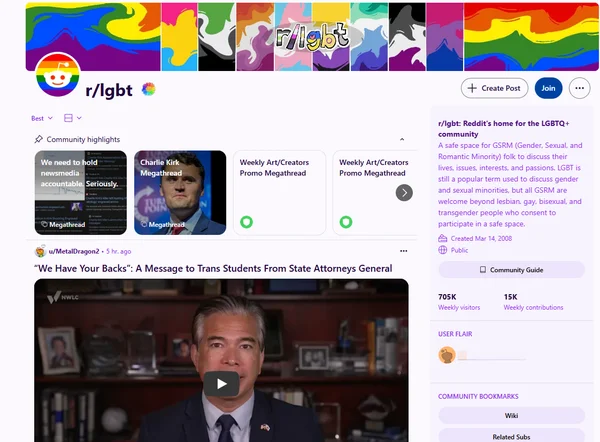 Reddit r/lgbt