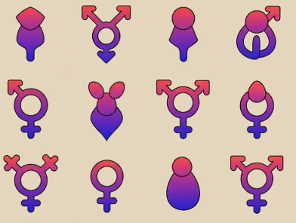 Diverse abstract symbols representing various sexuality labels