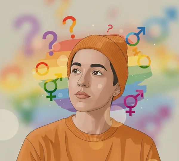 Pessoa refletindo sobre sua identidade e sentimentos sexuais