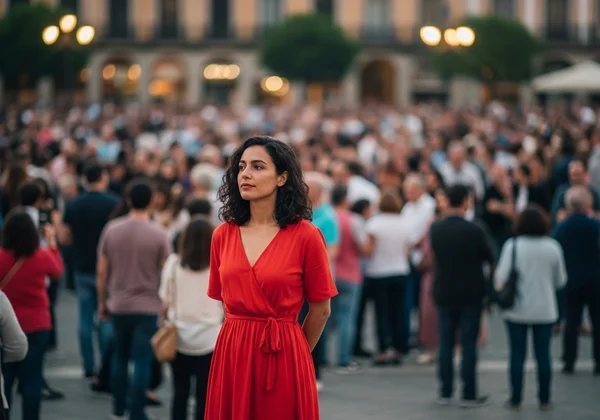 Person feeling different in a crowd, isolation
