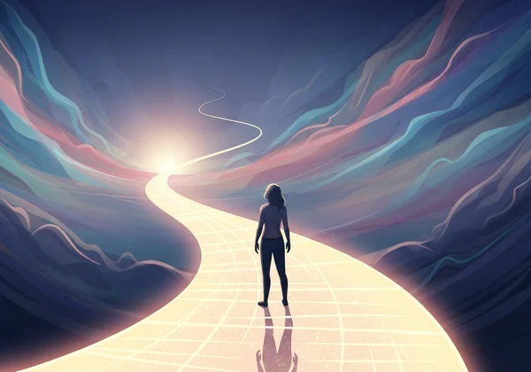 Person walking on a path towards self-discovery.