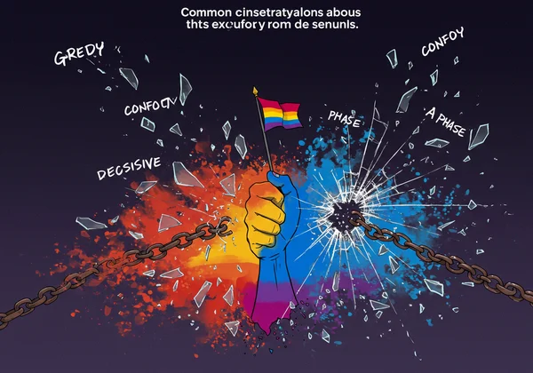 Ilustração mostrando mitos sobre pansexualidade sendo desmistificados