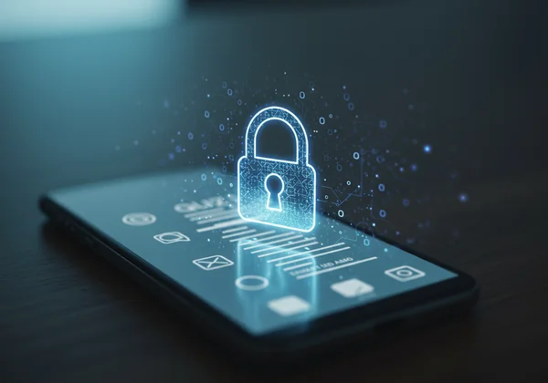 Digital lock icon protecting personal quiz information.