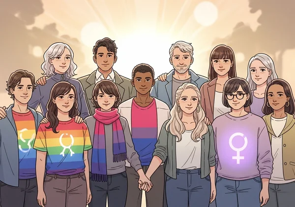 Diverse people representing LGBTQ+ identities and community