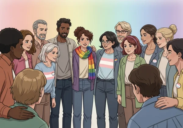 Diverse group of people forming a supportive community