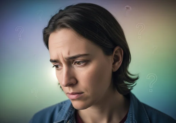 Person pondering identity, feeling confused and anxious